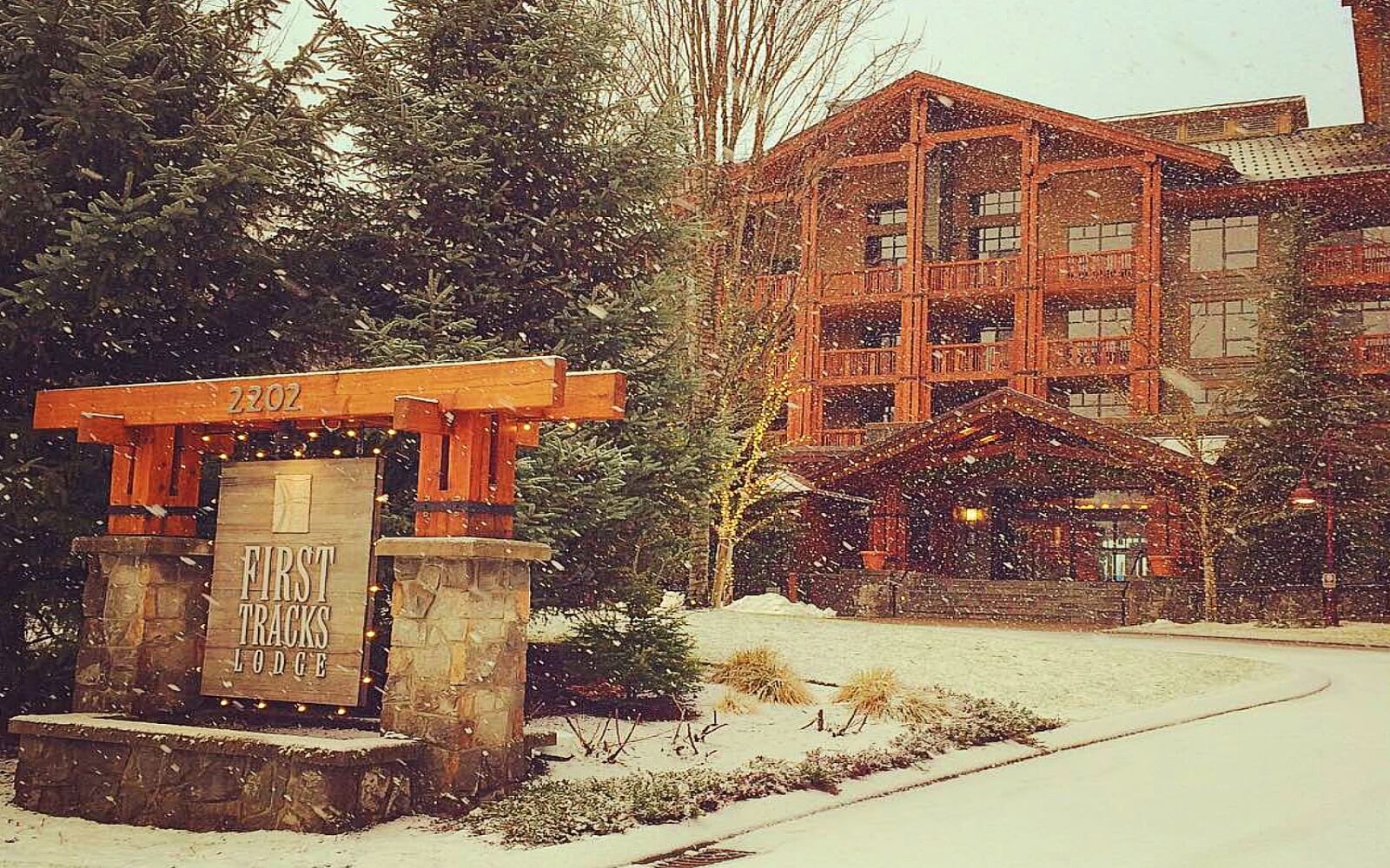 The entrance to the First Track Lodge, Whistler