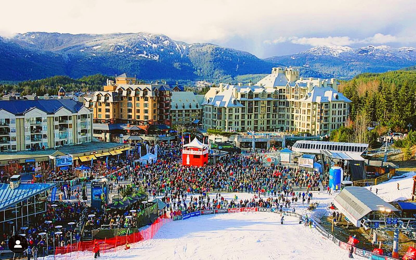 A crowd fill Whistler Village at the World Ski & Snowboard Festival