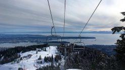 A view from the chairlift at Grouse Mountain overlooking Vancouver