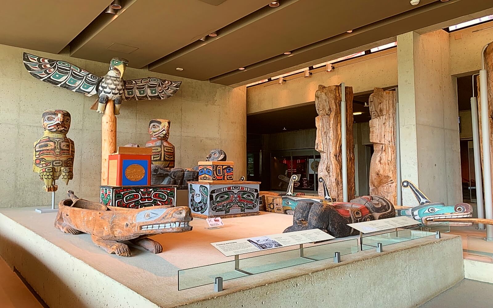 Artifacts in the Great Hall at the Museum of Anthropology