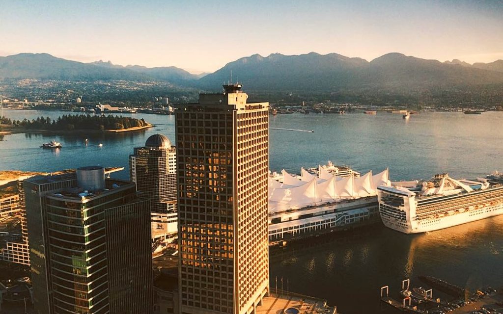 The view of Burrard Inlet from Vancouver Lookout