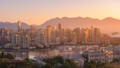 The sun rises over Vancouver’s skyline