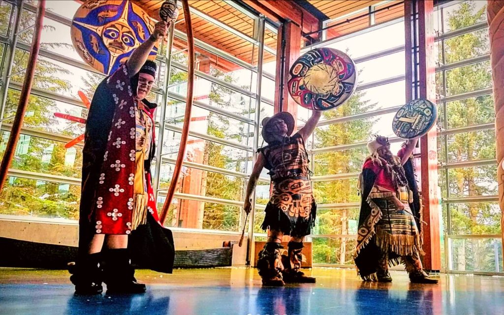 Traditional Squamish dancers at the slcc, Whistler