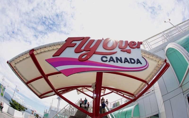 The entrance to the Flyover Canada flight simulator experience