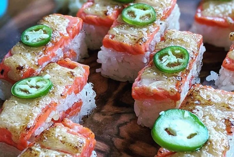 The salmon oshi at Green Leaf Sushi