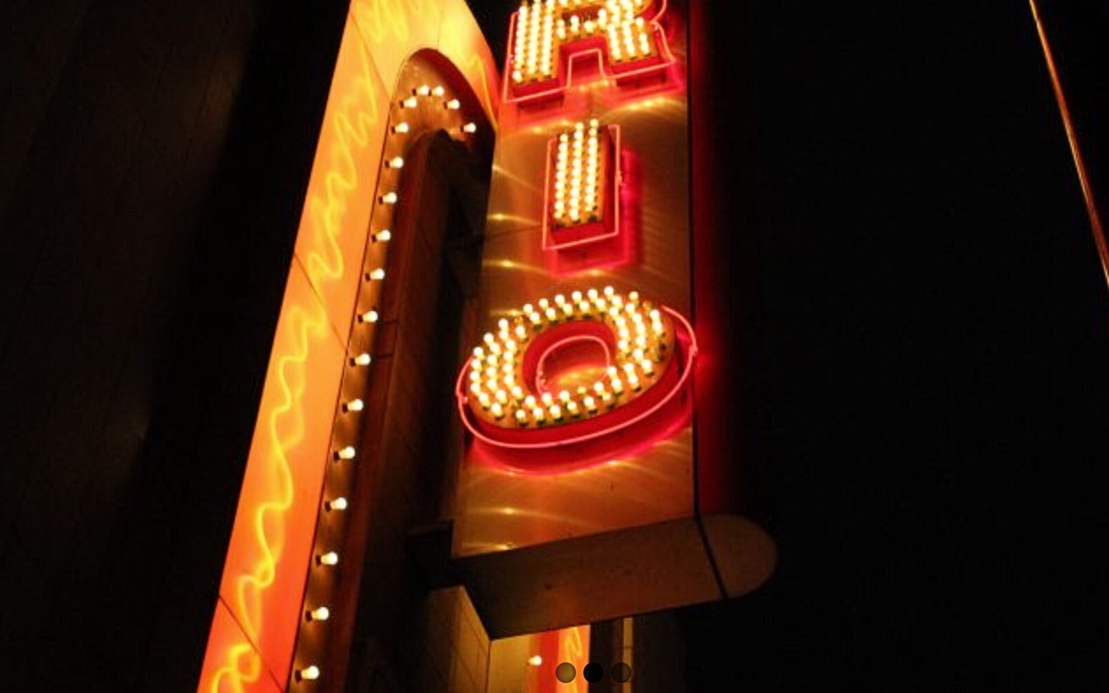 The illuminated sign outside the Rio Theatre, East Vancouver