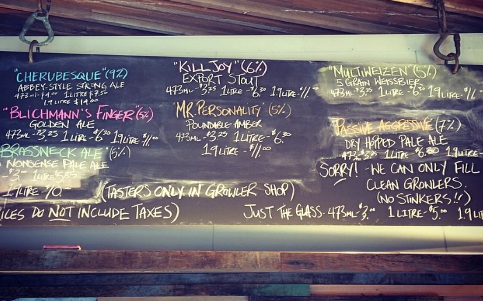 The chalkboard at Brassneck Brewery, Vancouver