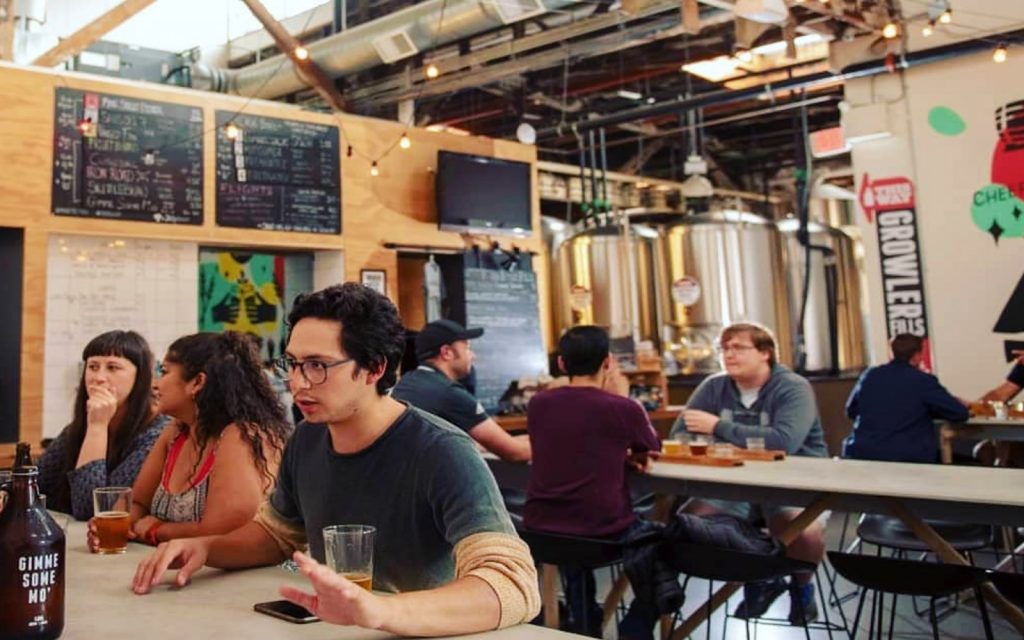 The tasting room at Main Street Brewing, Vancouver