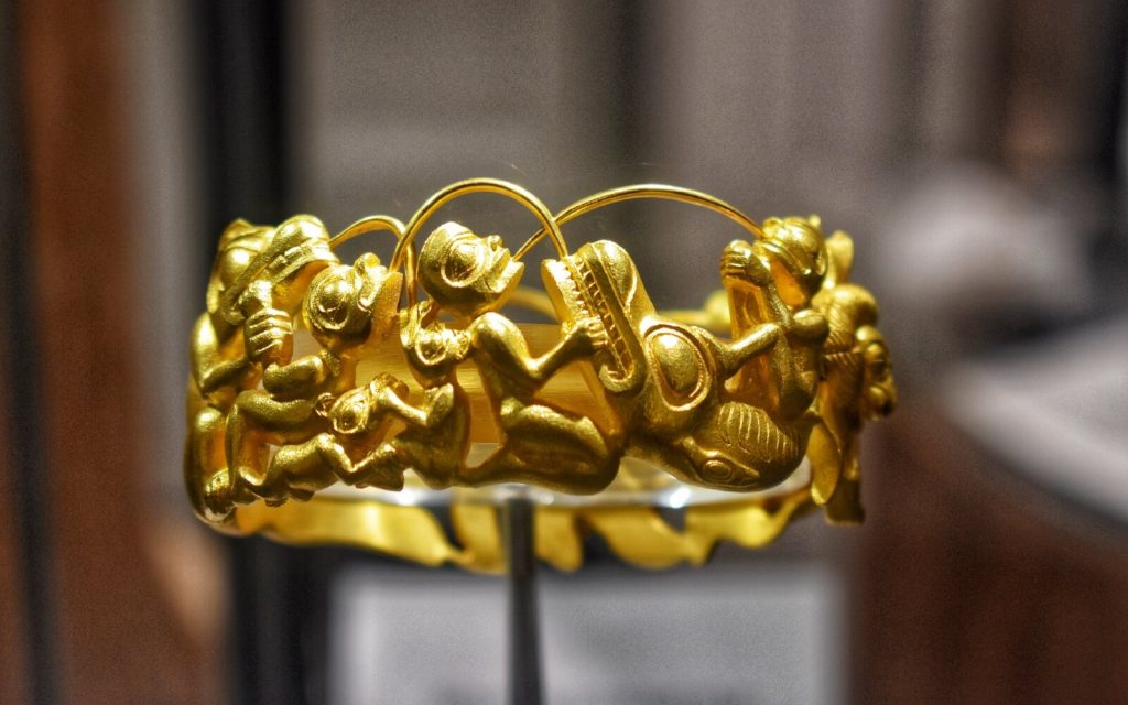 a gold bracelet at the bill reid gallery vancouver bc