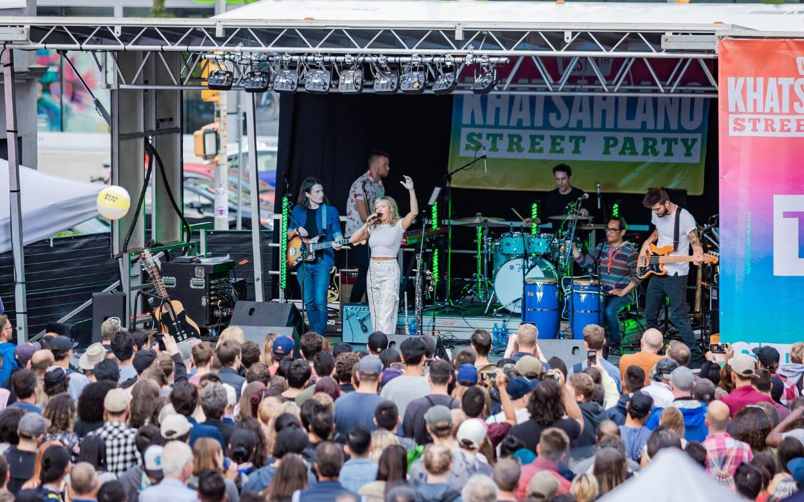 a band performing at the khatsahlano festival in vancouver