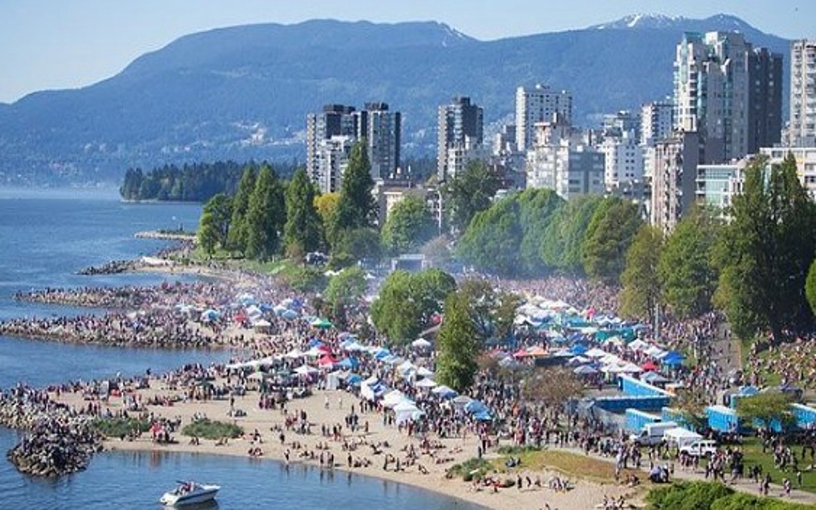 An aerial view of Vancouver's 4/20 Festival