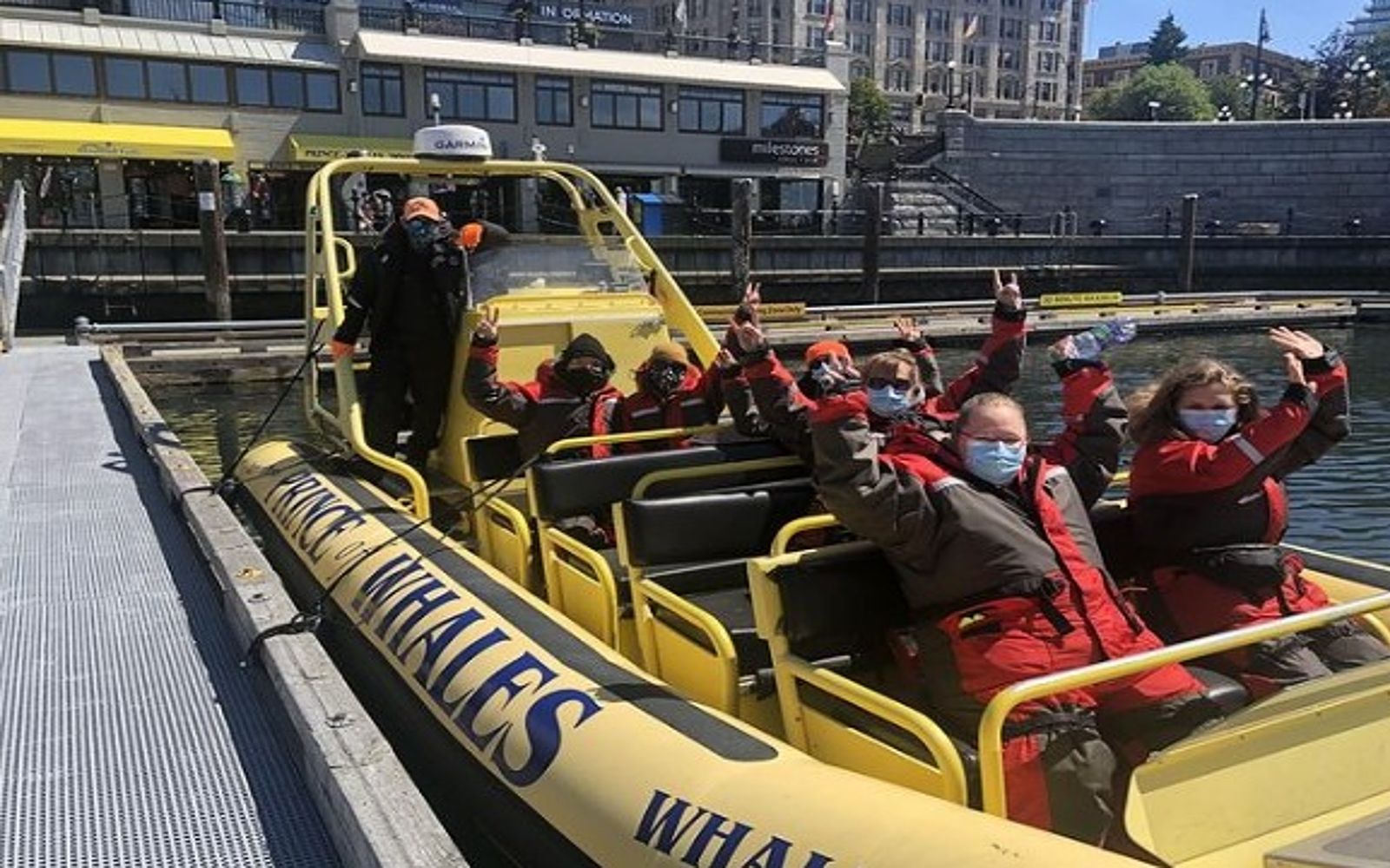 a Victoria whale watching tour prepares to depart the Inner Harbour