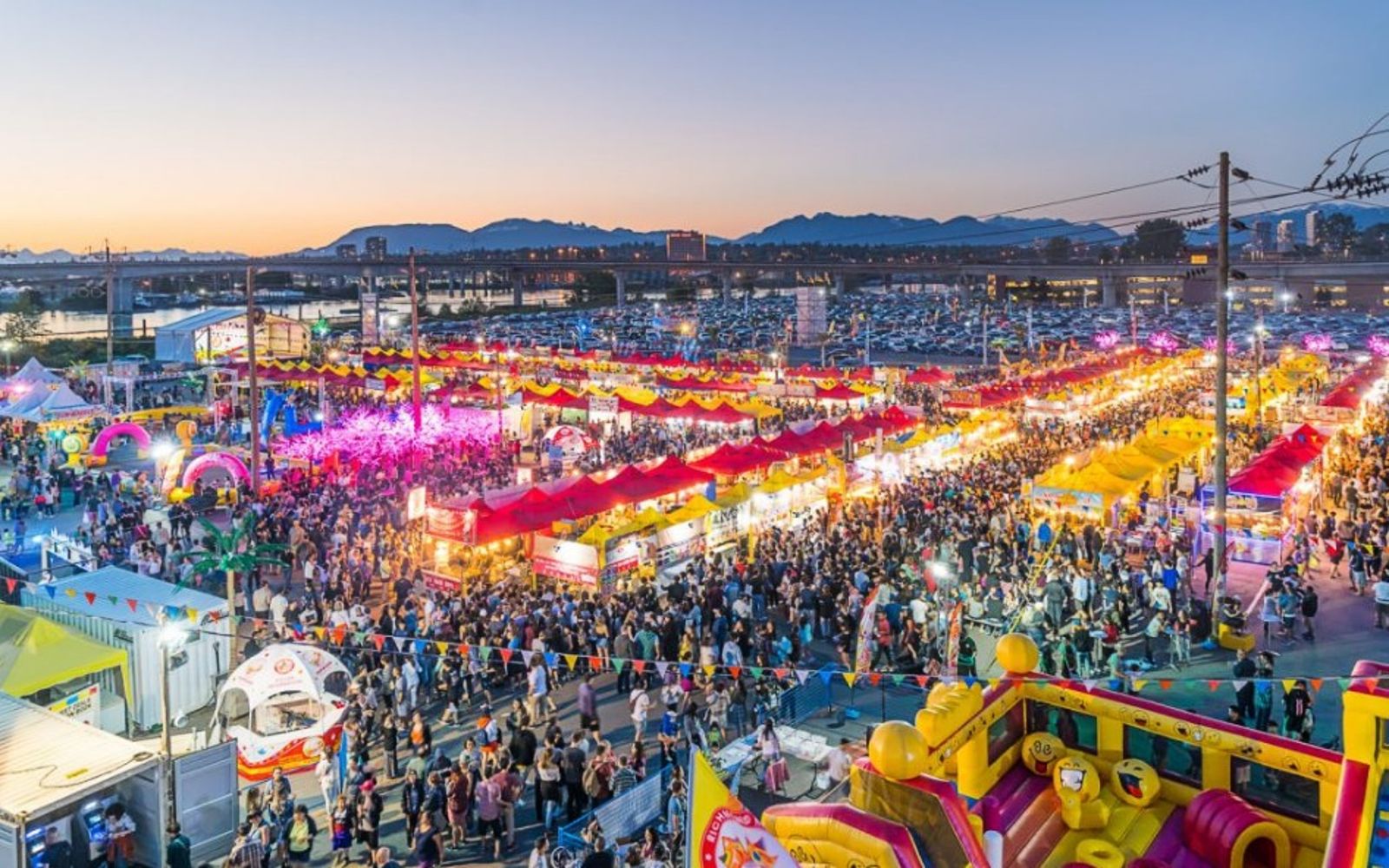 an aerial view of the Richmond Night Market near Vancouver BC