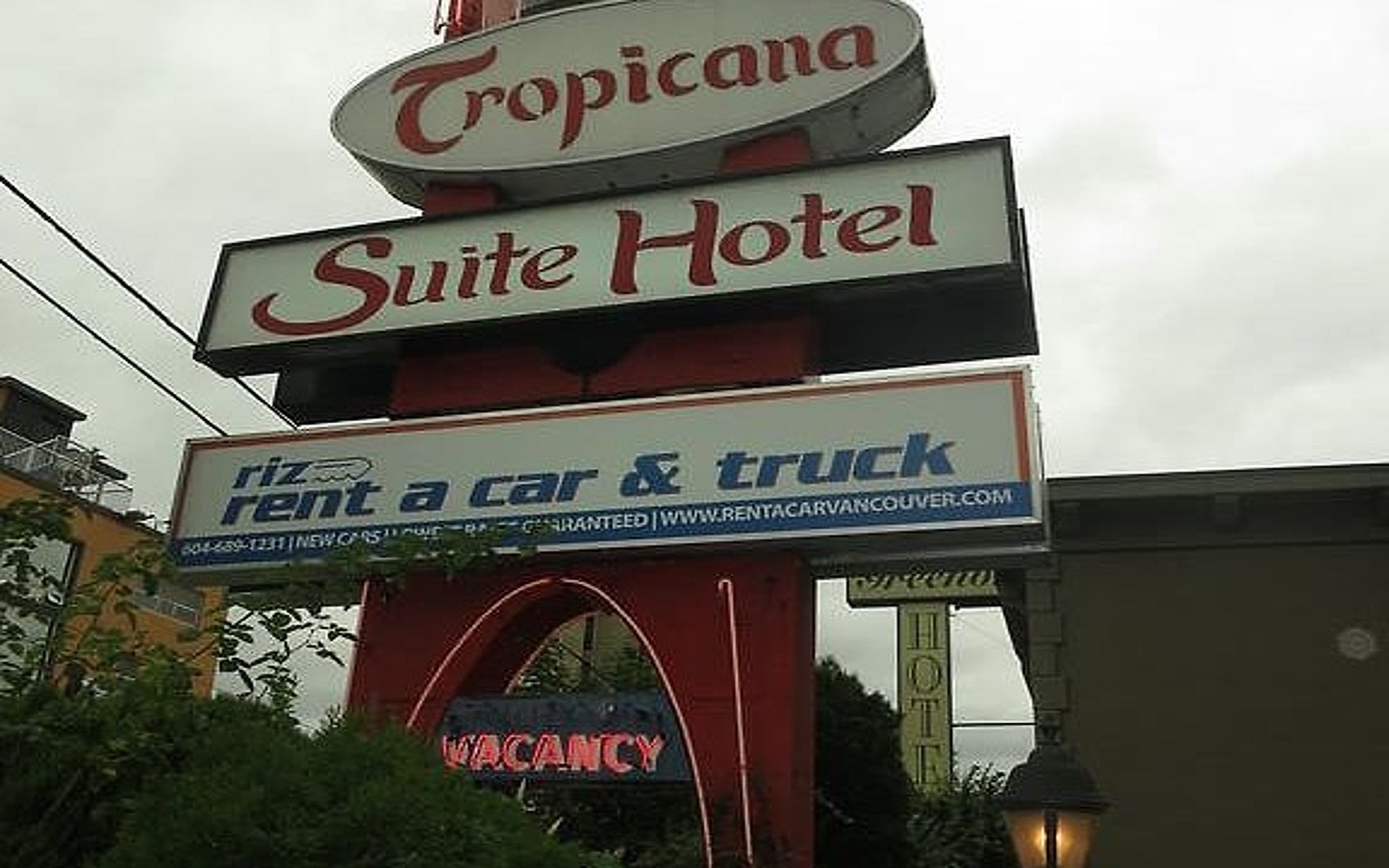 The entrance to theTropicana Suite Hotel, Vancouver BC