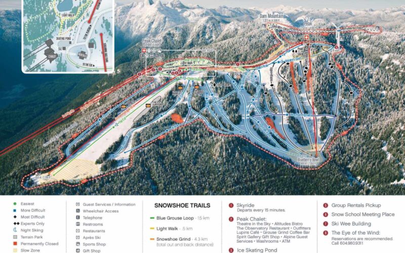 Grouse Mountain Skiing Guide Planning - Grouse Mountain Ski Map 800x500 