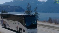 Vancouver to Whistler bus in the middle of the highway
