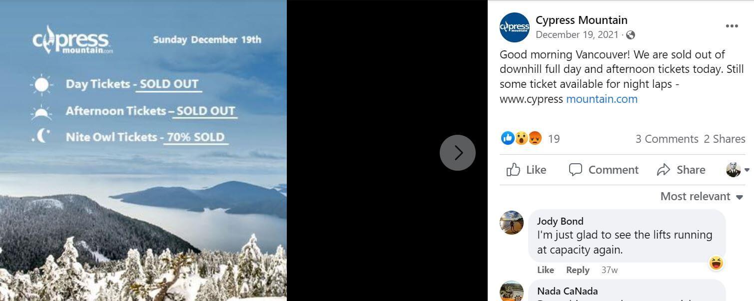 cypress mountain tickets sellout announcement