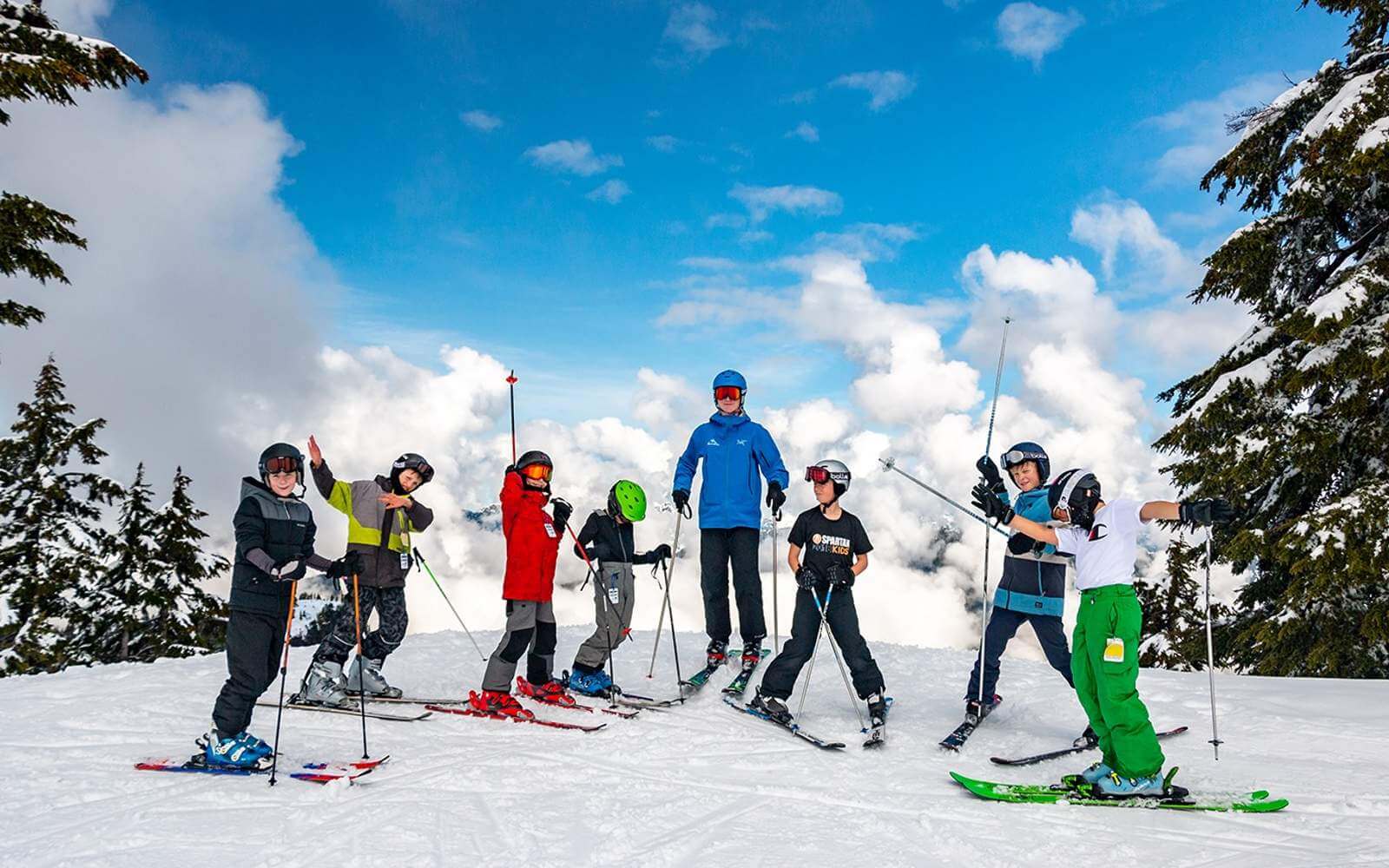 young skiers and a ski instructor at mount seymour in vancouver bc canada
