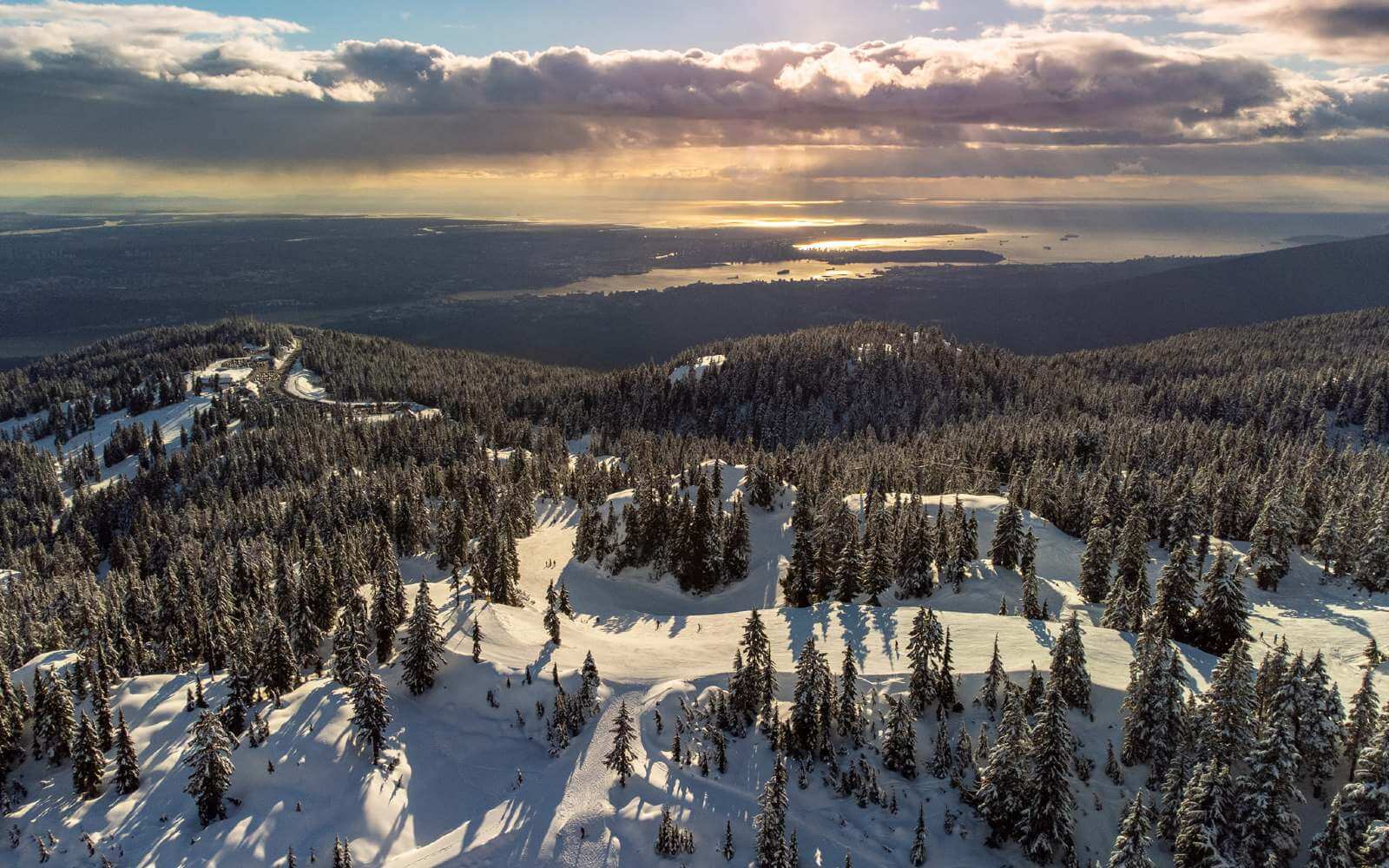 aerial view of mount seymour ski hill in vancouver bc canada