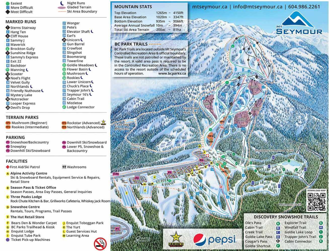 a map of mount seymour ski hill in vancouver bc canada