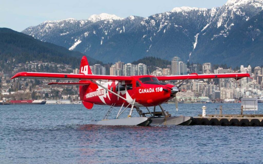 the vancouver to whistler seaplane docked at the vancouver seaplane terminal