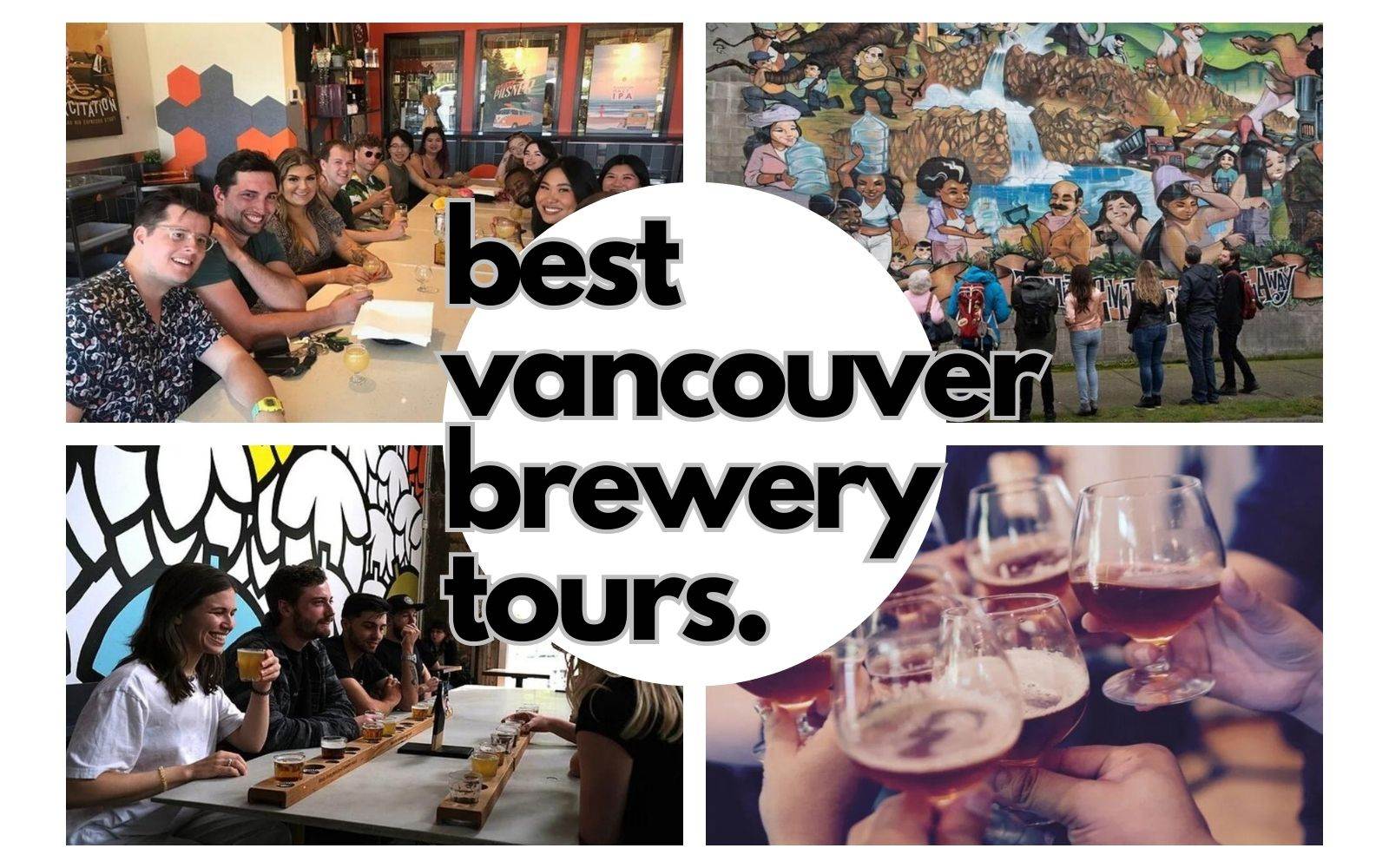 vancouver brewery tour with cheers glasses and fun young groups
