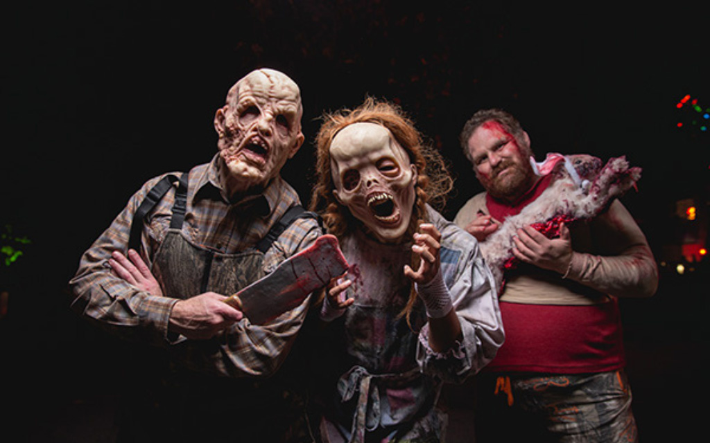 men in scary costumes during fright nights in vancouver bc canada