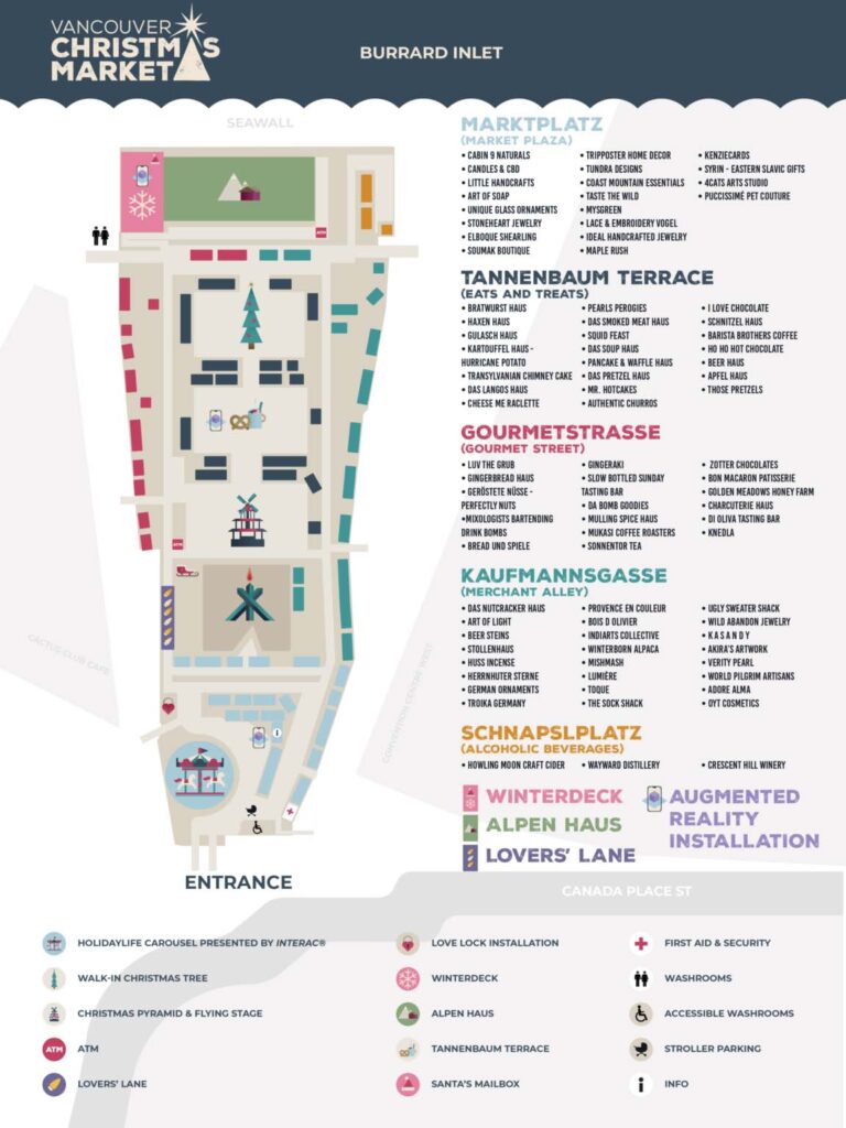 market venue map of the vancouver christmas market in vancouver bc canada