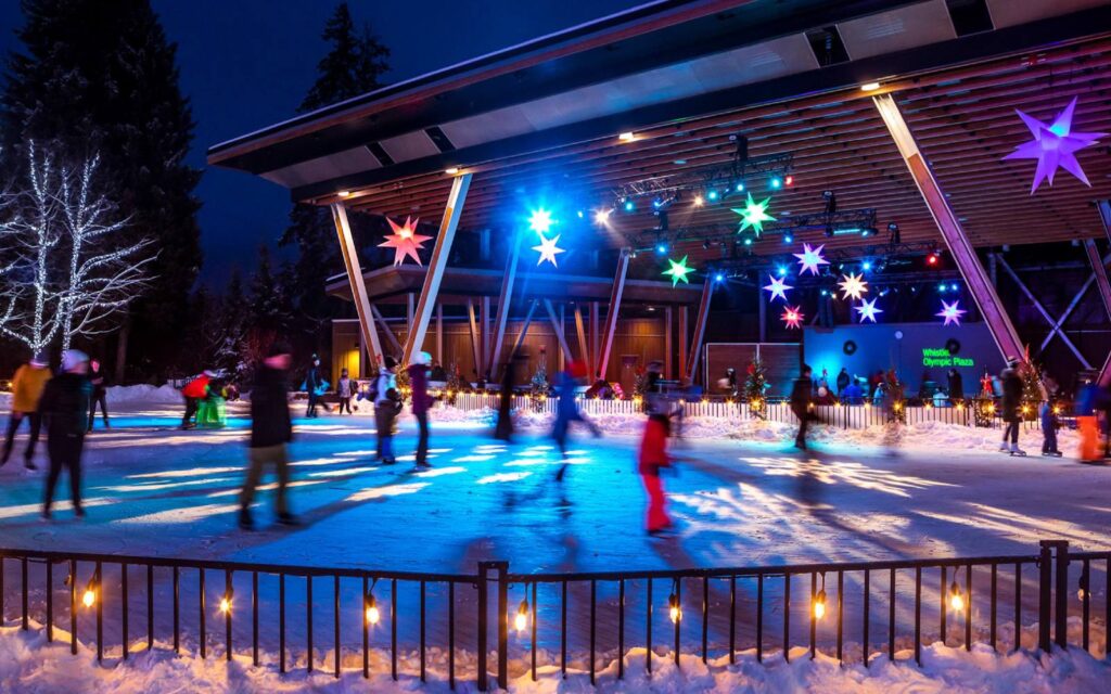 the outdoor skating rink at whistler olympic plaza.