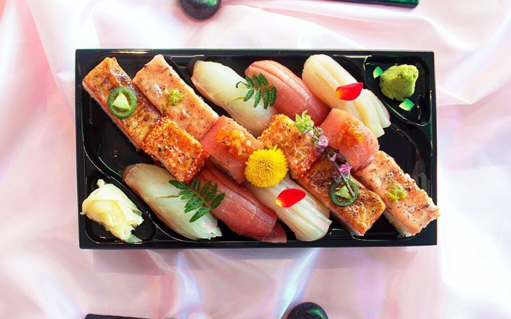 aburi platter at miku sushi restaurant in downtown vancouver