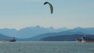 A local flies a kite during the Vancouver May long weekend.