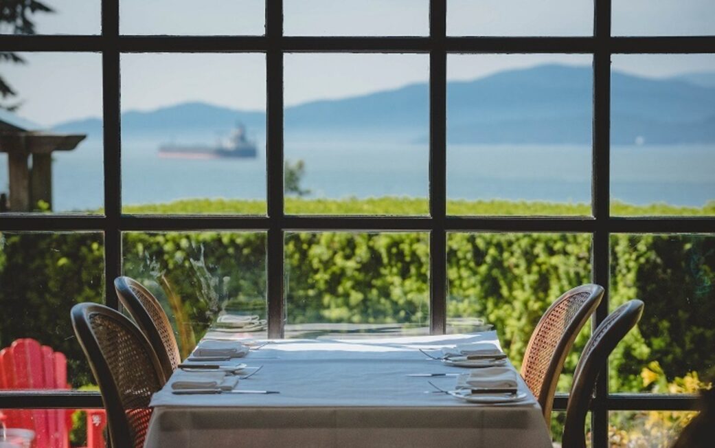 The view of the dining room at the Teahouse in Stanley Park in Vancouver, BC.