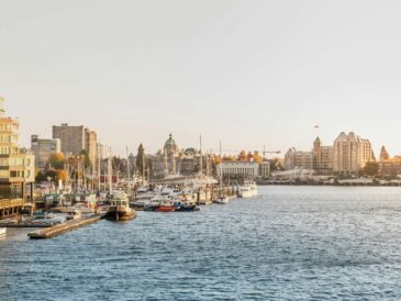 this image captures victoria's inner harbour, with the iconic fairmont empress hotel and bc parliament buildings in view. it’s a popular arrival point for ferries and seaplanes—though not accessible from horseshoe bay ferry, which only serves routes to nanaimo, not victoria