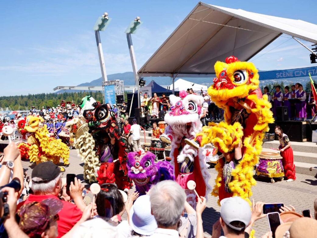 chinese dragon show at canada day activities in vancouver