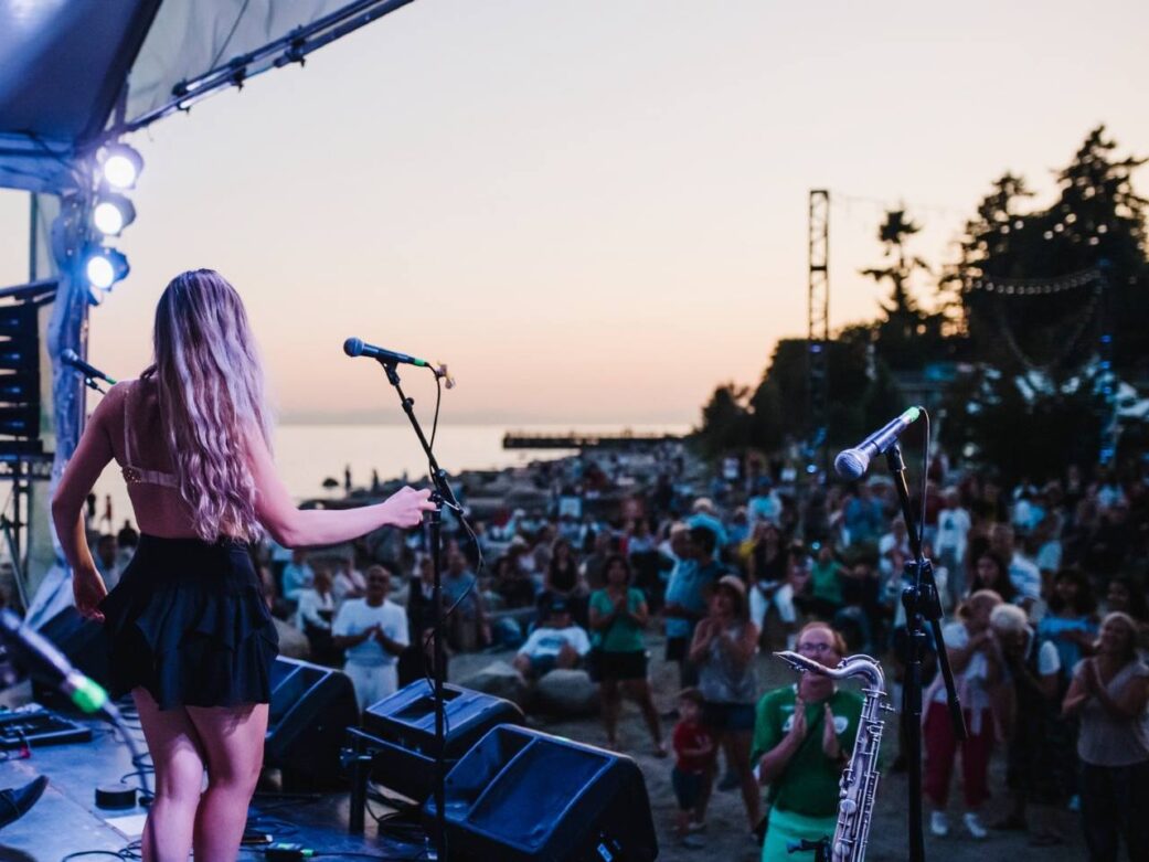 stage performance of a band at the harmony arts festival on bc day in vancouver bc